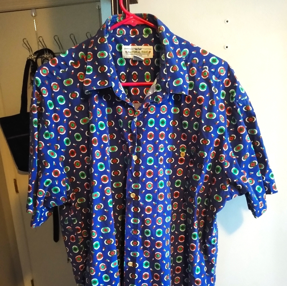 Vintage Natural Issue Patterned Short Sleeve Shirt
